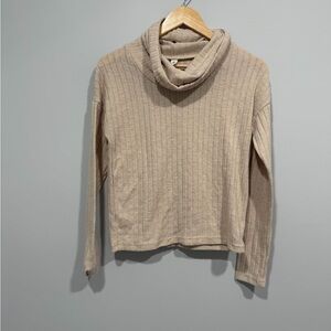 BP Ribbed Beige Cowl Neck Sweater
